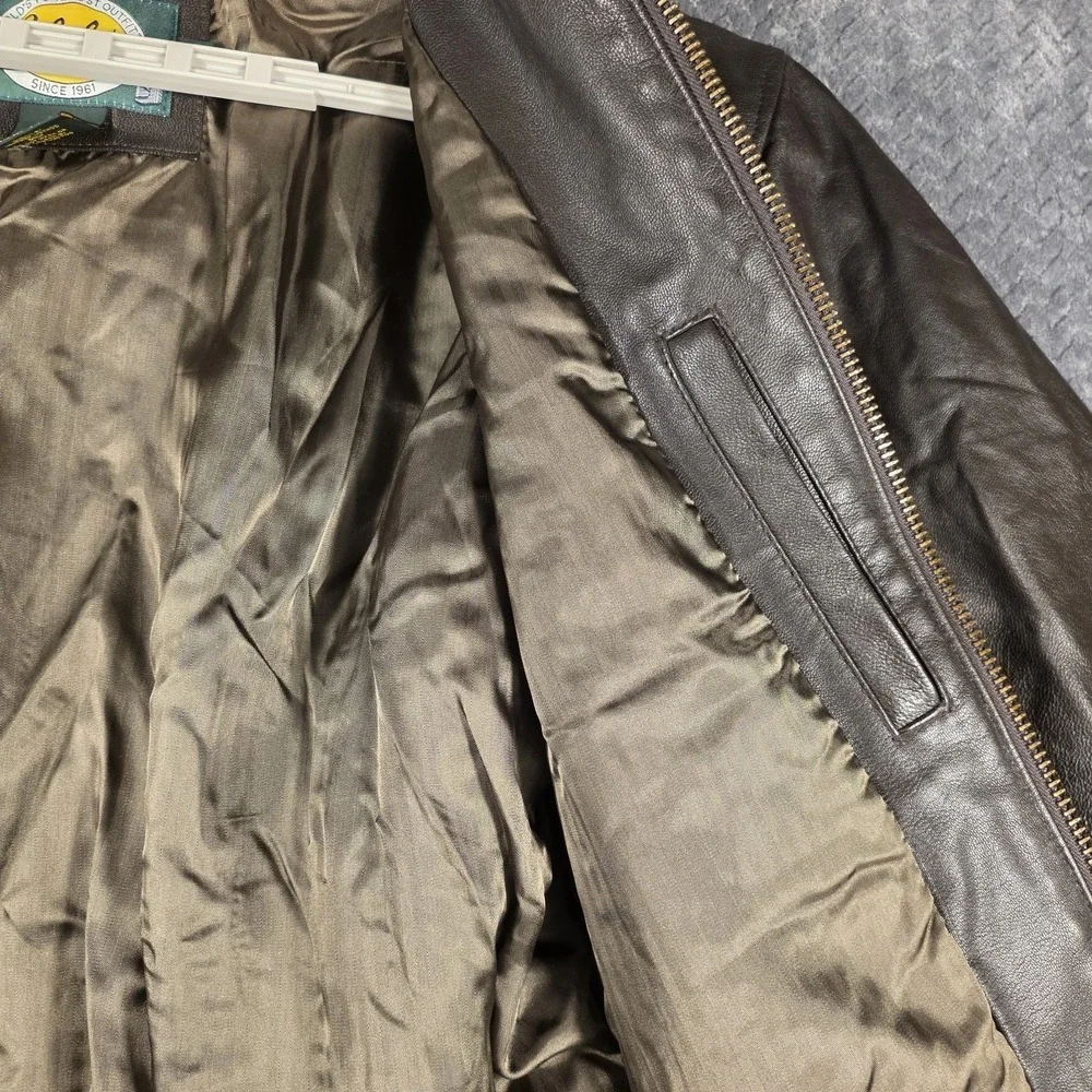 Vintage Cabelas Leather Flight Bomber Jacket Mens Large Brown Thinsulate Canada